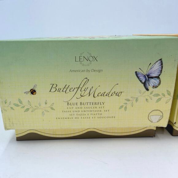 Lenox Butterfly Meadow Fritillary & Blue Butterfly Tea Cup & Saucer Set of 2 - Picture 13 of 16